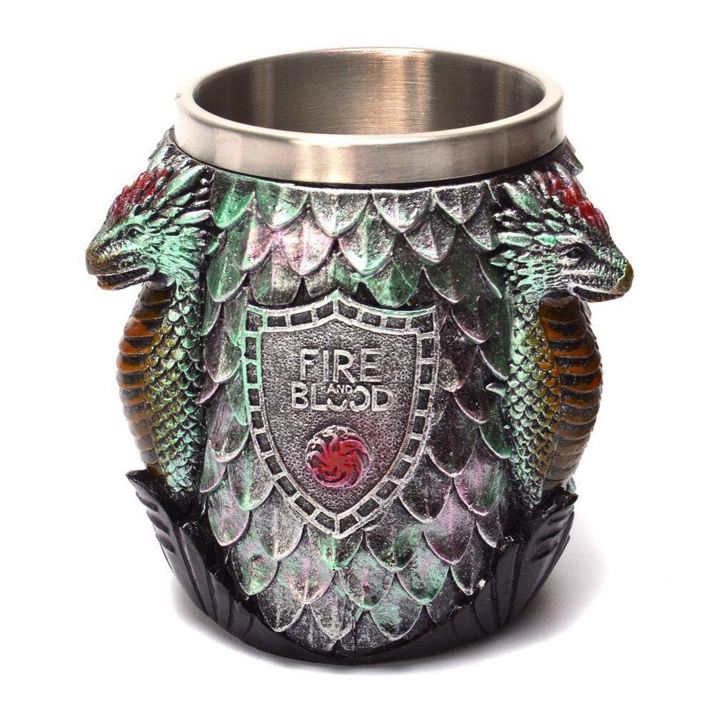 Resin Stainless Steel Cup Dragon Skull Modeling Mug Goblet Home Decoration Ornament