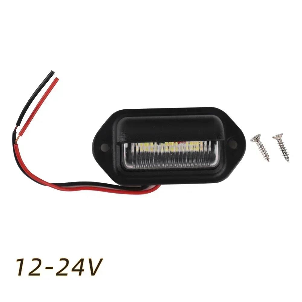 2Pcs 6 LED License Plate Lights Universal Car Truck RV Trailer Van Licenses Taillight Waterproof Rear Lamps Tools Accessories Back Up Lights 1