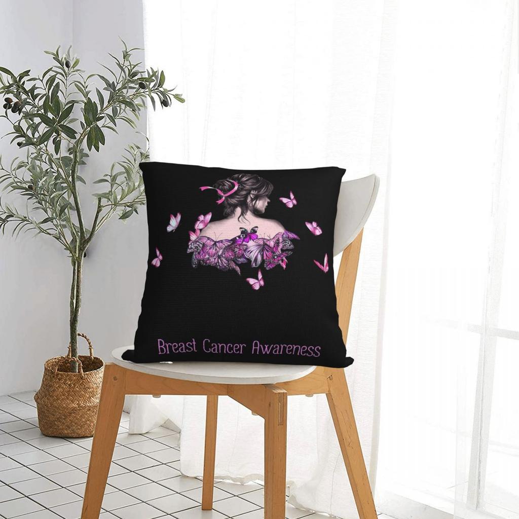 Women Breast Cancer Warrior I Am The Storm Pillow Case Cushion Covers Vintage Decorative Throw Pillow Case Cover for Seat