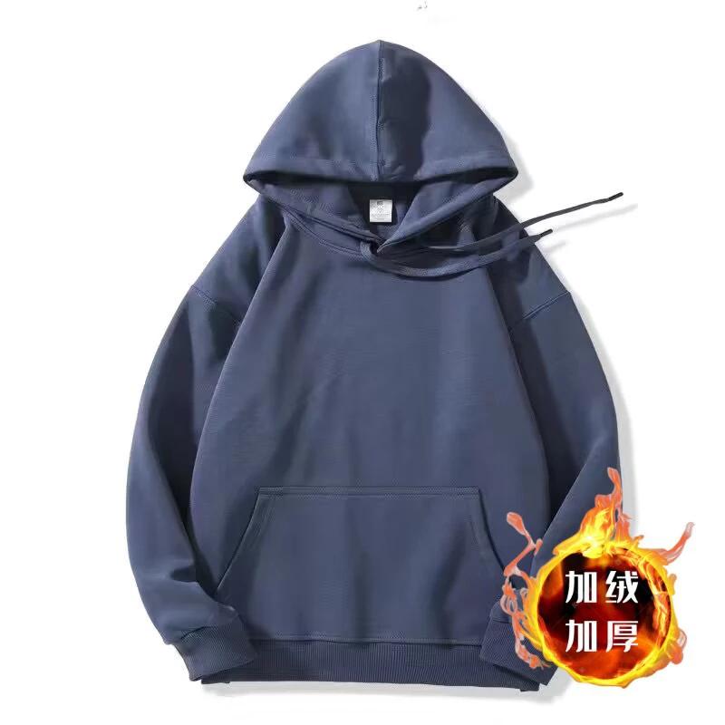 Men S Thick Fleece Lined Hooded Sweatshirt American Street Style