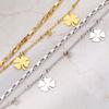 Stainless Steel Bracelets Trendy Fine Bell Clovers Pendant Beads Layer Chain Fashion Bracelet For Women Zircon Festival Gifts