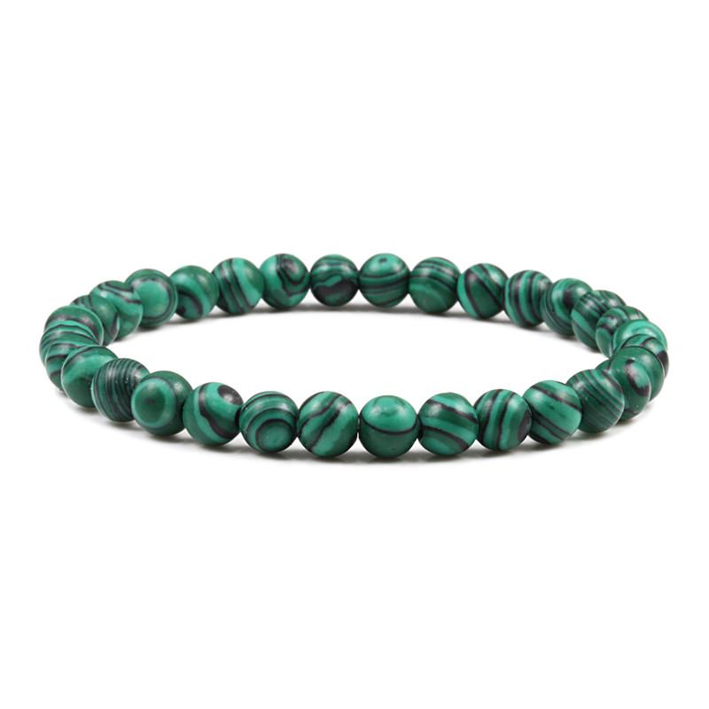 Natural Stone Malachites Beaded Bracelet Men Classic Round Picture Beads Women Jewelry Yoga Meditation Rosary Bangles Gifts