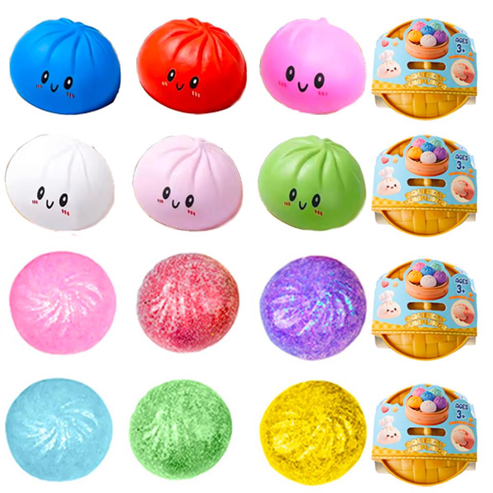Topmix Giant Squishies Dumpling Bun Toy Slow Rising Glitter Dumpling Stress Ball Stress Relief Fidget Toy For Home Office Travel Toys