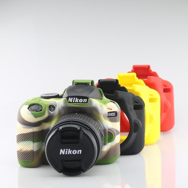Silicone Camera Case Nikon D3400 DSLR Shockproof Lightweight Anti-Slip Protective Cover In Yellow Black Red Camo