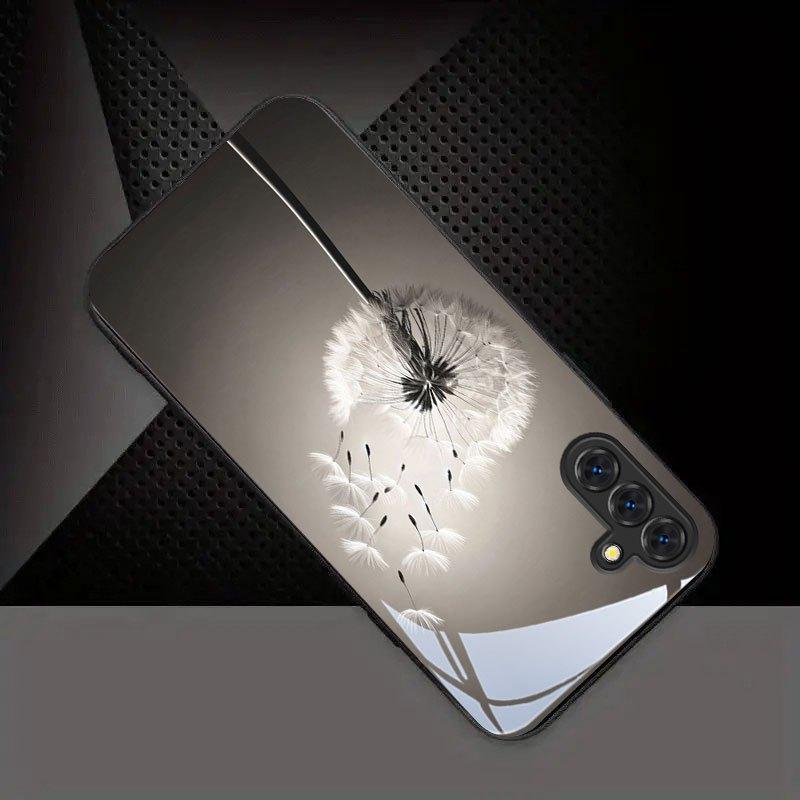 Grey White Dandelion Tempered Glass Phone Case For Samsung Galaxy S26 S25 Ultra 5G S24 Plus S23 FE Lens Shockproof Protect Cover