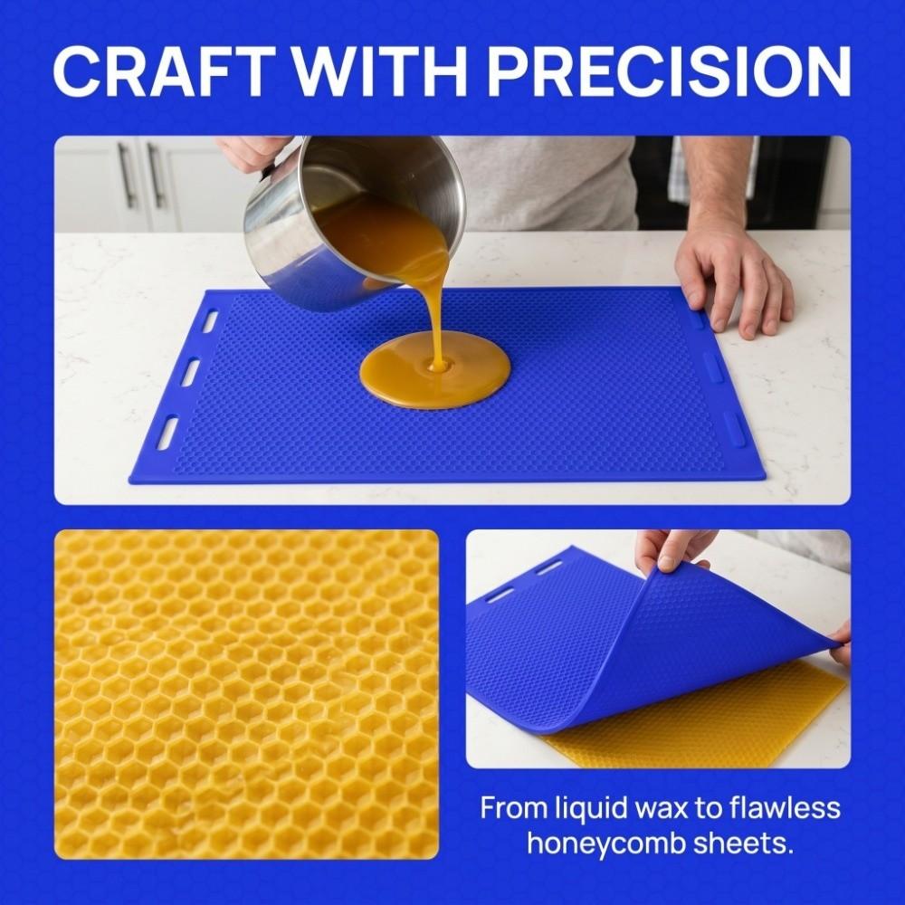 2-Piece Set Non-Stick Surface Honeycomb Sheets Mold Beeswax Foundation Press Mold  DIY Candle Making