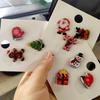 Classic Cute Cartoon Christmas Series Brooches Set for Women 3pcs Snowman Santa Claus Elk Acrylic Pin Party Jewelry Accessories