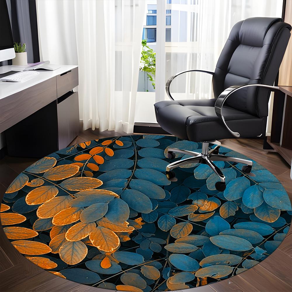1pc Autumn Leaves Office Round Area Rug, Indoor Mat Suitable ForOffice, Under Office Chairs Bedroom Living Room Home Decor, Room Decot185