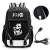 Anime JOJO Jonathan Joestar Golden Experience Backpack School Bookbag with USB Port Laptop Compartment for Boys Girls Travel Bag