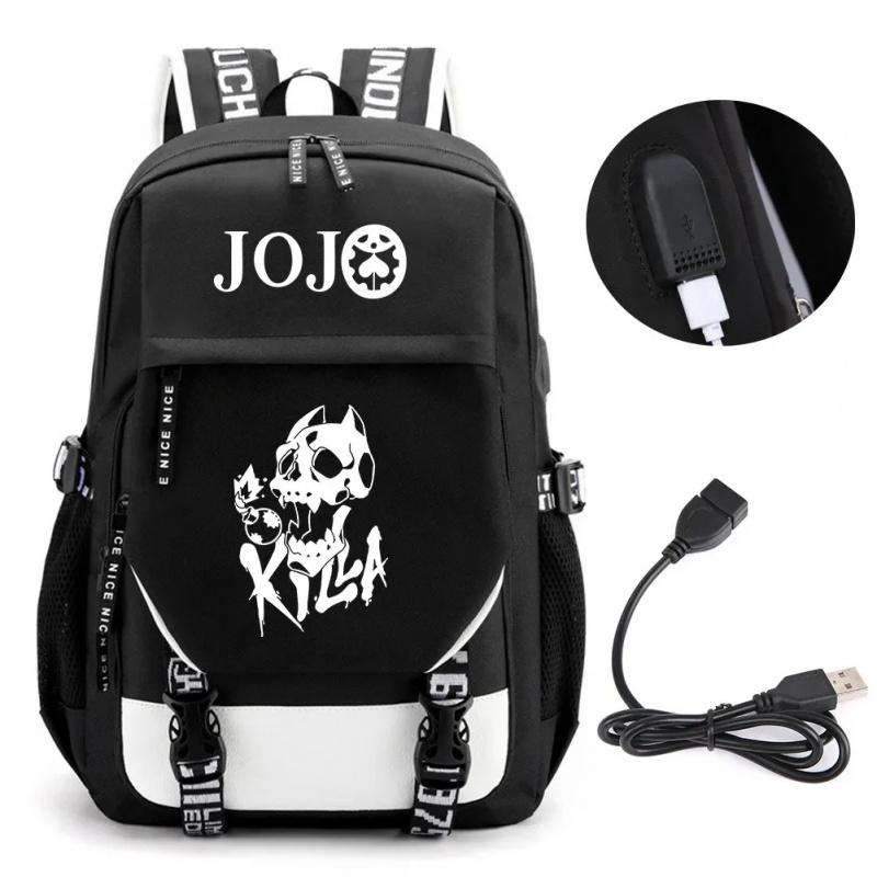 Anime JOJO Jonathan Joestar Golden Experience Backpack School Bookbag with USB Port Laptop Compartment for Boys Girls Travel Bag