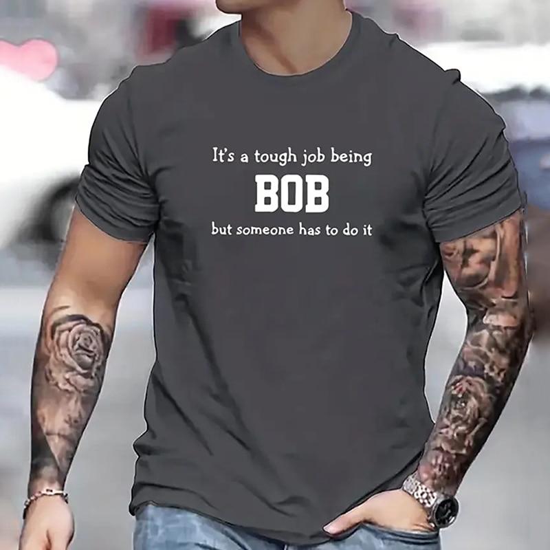 Fashion BOB Letter Print T-Shirts Street Hipster Men's Clothing Oversized Loose Crew Neck T-Shirt Top Casual Male T Shirts Top