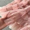 Summer Women Elegant Ruffles Mesh Tulle Cake Long Maxi Skirt