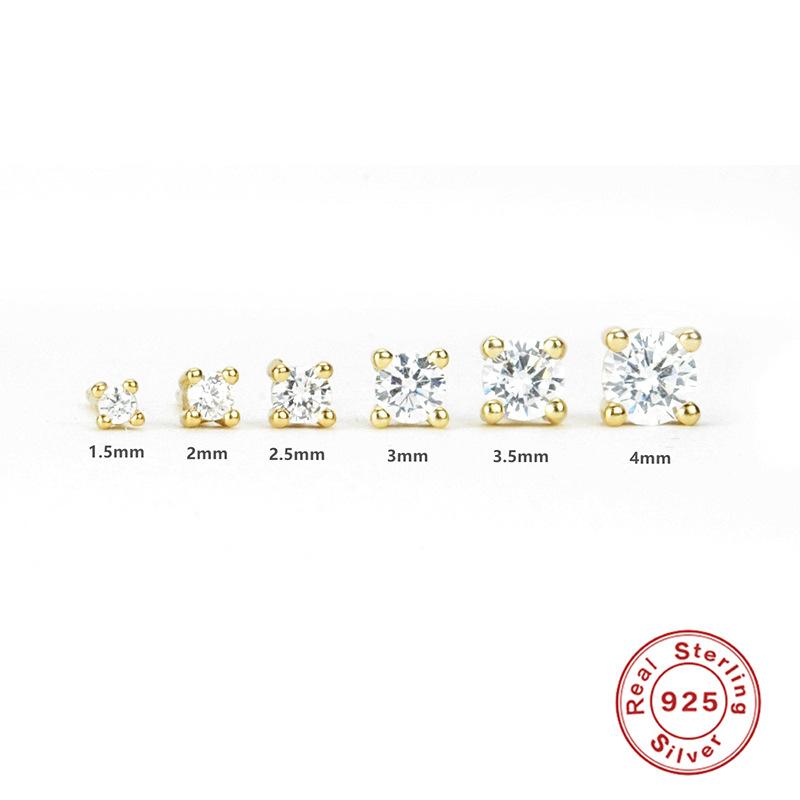 S925 Sterling Silver Classic Simple Diamond Stud Earrings Fashionable Personalized Style Earrings 6 Sets Of Accessories