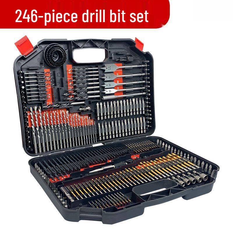 246-Piece Drill & Screwdriver Bit Set for Wood & Metal with Hole Saws