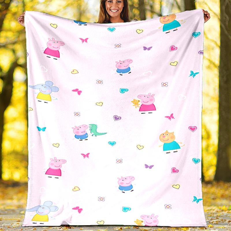 Peppa Pig Theme Printed Blanket,Perfect for Couch, Bed, Travel & Outdoor Use | Machine Washable, Cozy & Durable.