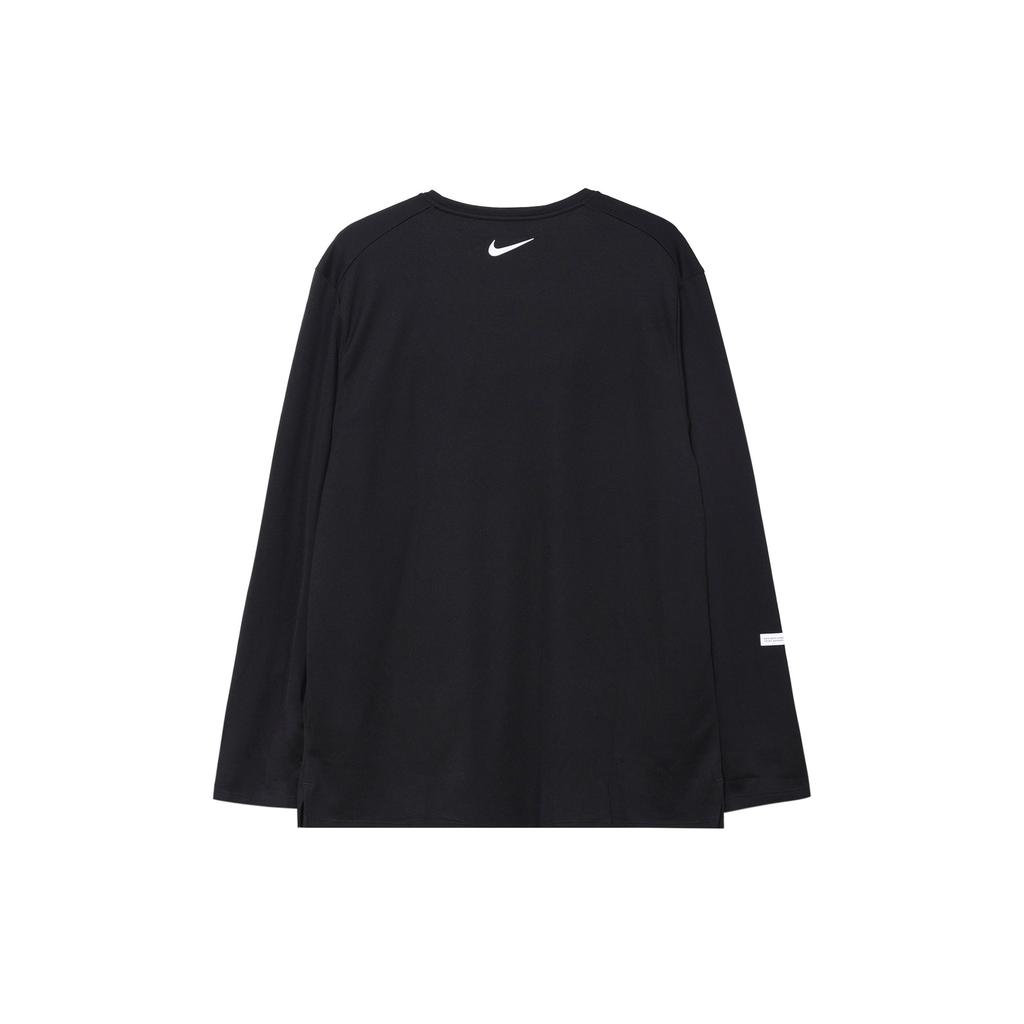 Nike Dri-FIT UV Casual Sports Quick-Dry Sweat-Wicking Breathable Round Neck Knitted Printed Pullover Running Long Sleeve T-Shirt Men Tops FB8553-010