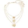 2025 new geometric style women's necklace niche bow design versatile collarbone chain multi-piece set