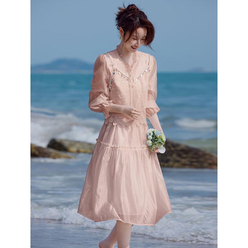 Women s Autumn Sling Vest & A-Line Dress Two-Piece Set M
