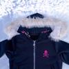 Womens Retro Cropped Hoodie Slim Fit Letter Embroidery Zip Up Streetwear Casual Top