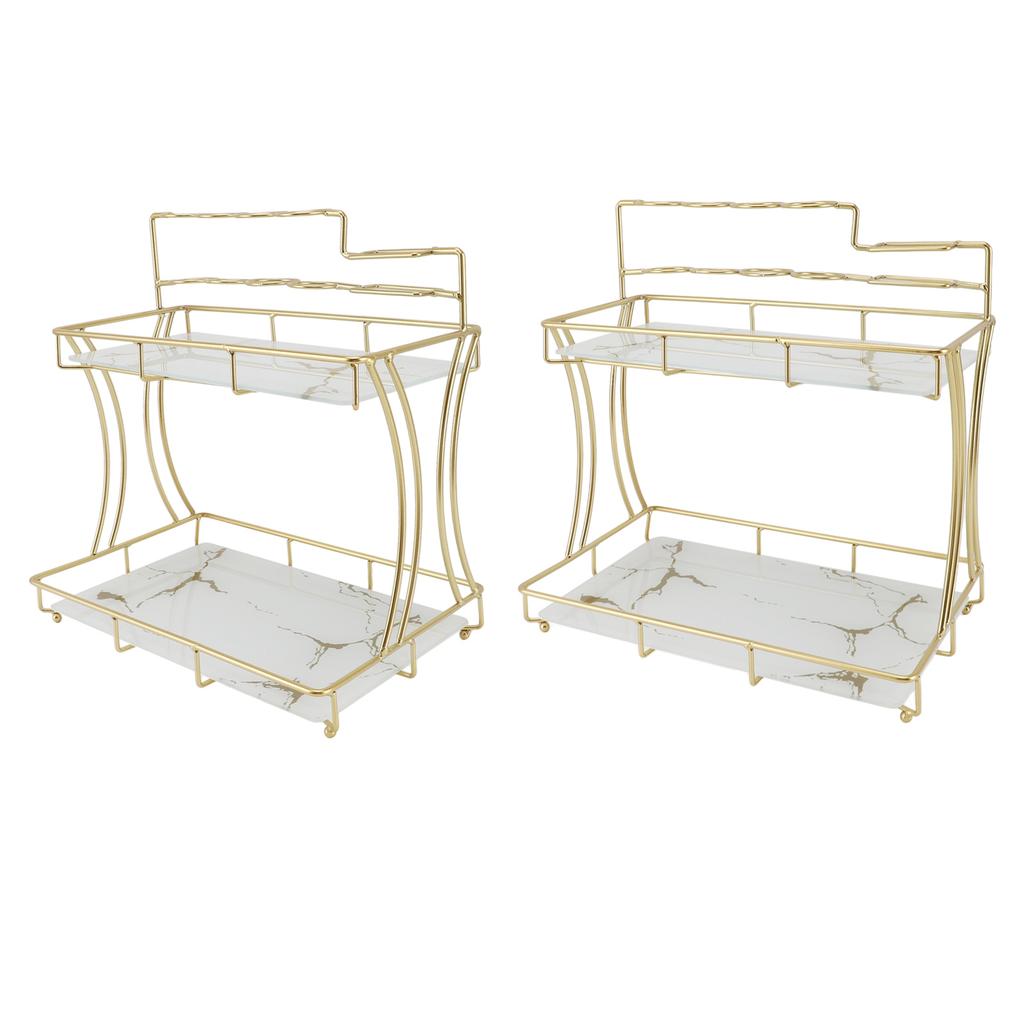 Countertop Storage Rack Double Layer Waterproof Counter   Shelf with Electric Toothbrush Holder for Bathroom