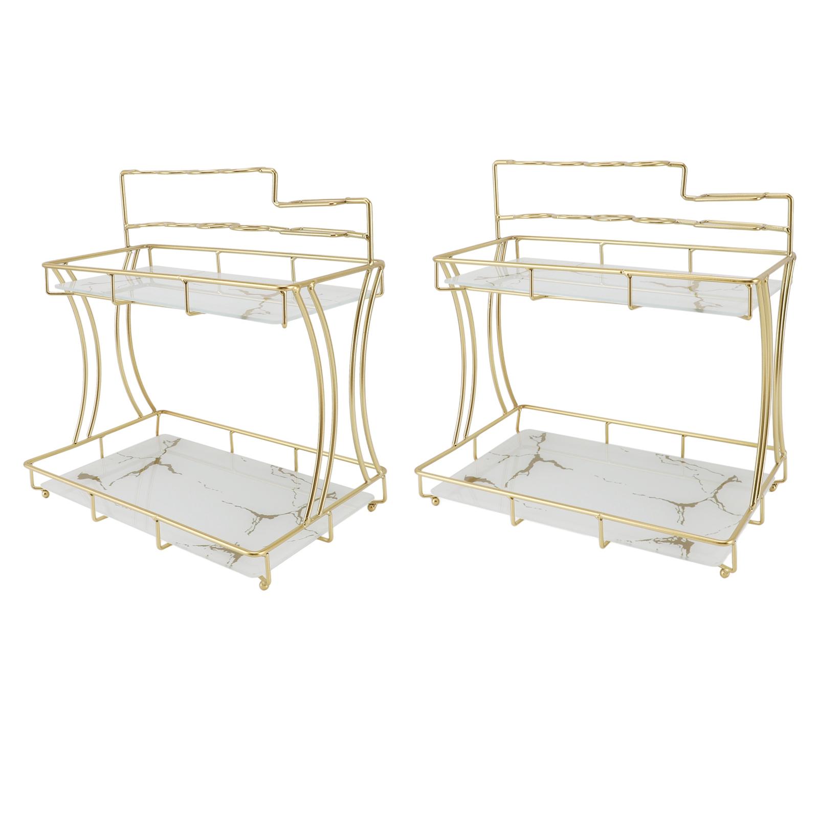 

Countertop Storage Rack Double Layer Waterproof Counter Shelf with Electric Toothbrush Holder for Bathroom