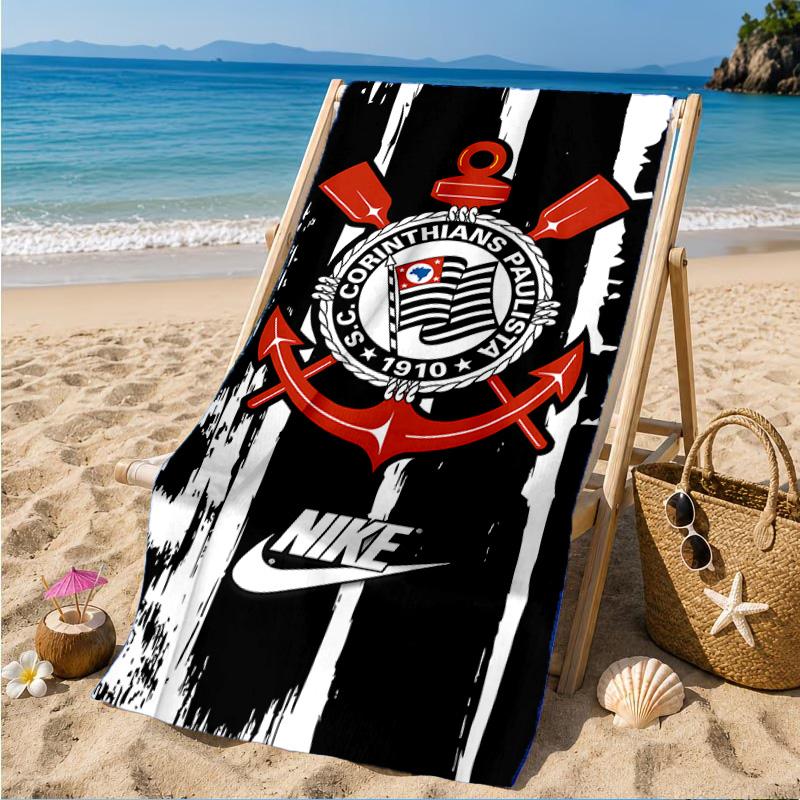 Sport Club Football Crest Printed Microfiber Beach Towel, Soft And Absorbent, Quick-Dry, Ideal for Summer Travel, Beach Essential, Swimming Pool