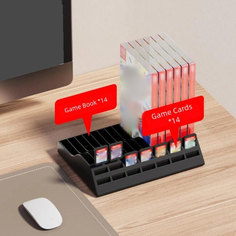Multifunctional Game Organizers Rack For SW2 Consoles with 14 Cartridge Slots TF Storage and Integrated Dock Compartment
