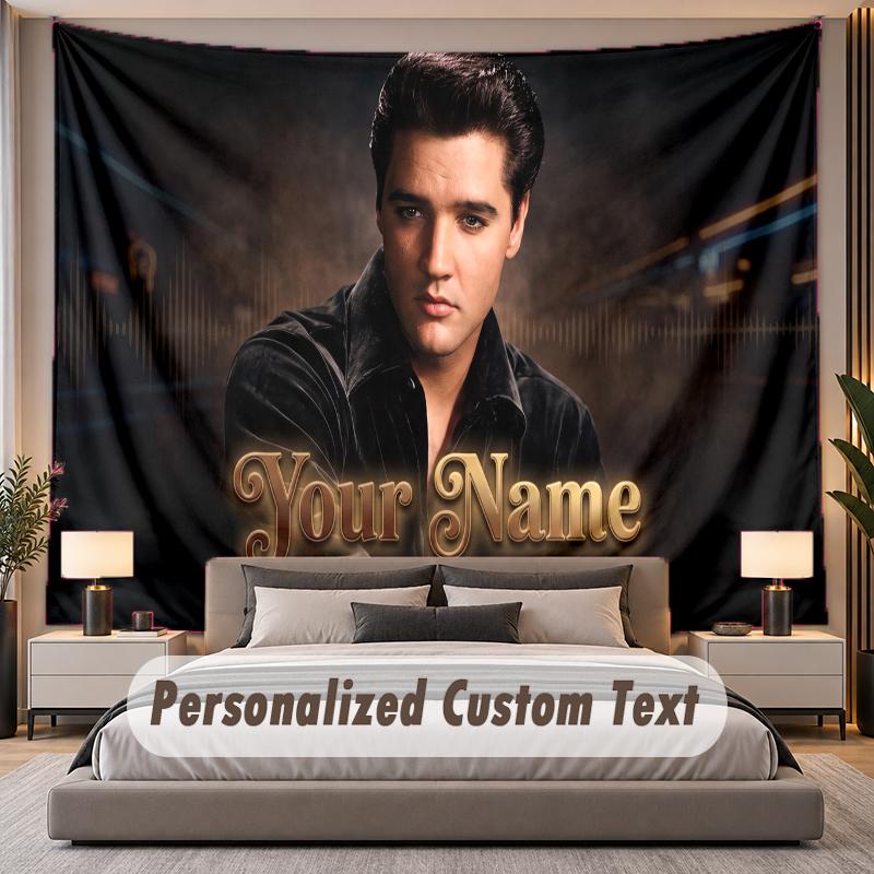 Custom Name Text Tapestry Elvis Presley Personalized Polyester Wall Tapestry For Bedroom And Room