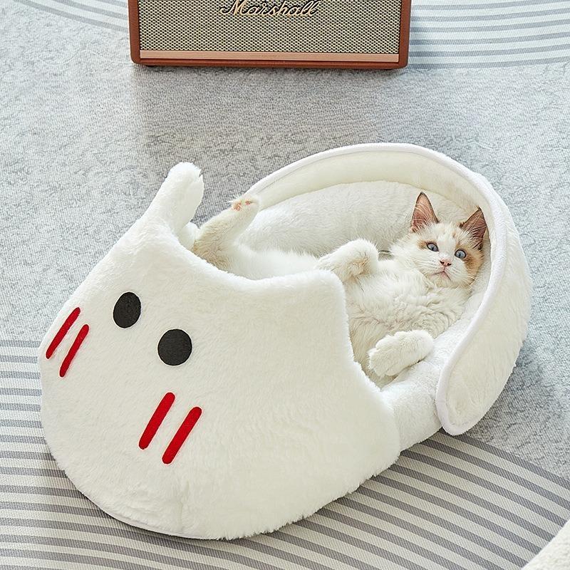 2025 New Semi-enclosed Cat Kennel Winter Warm Slippers Pet Kennel All-season Universal Breathable Non-slip Gray Dog Kennel