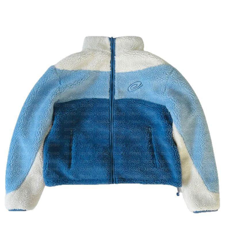 European and American autumn and winter warm and fashionable casual street embroidery splicing zipper jacket for men and women