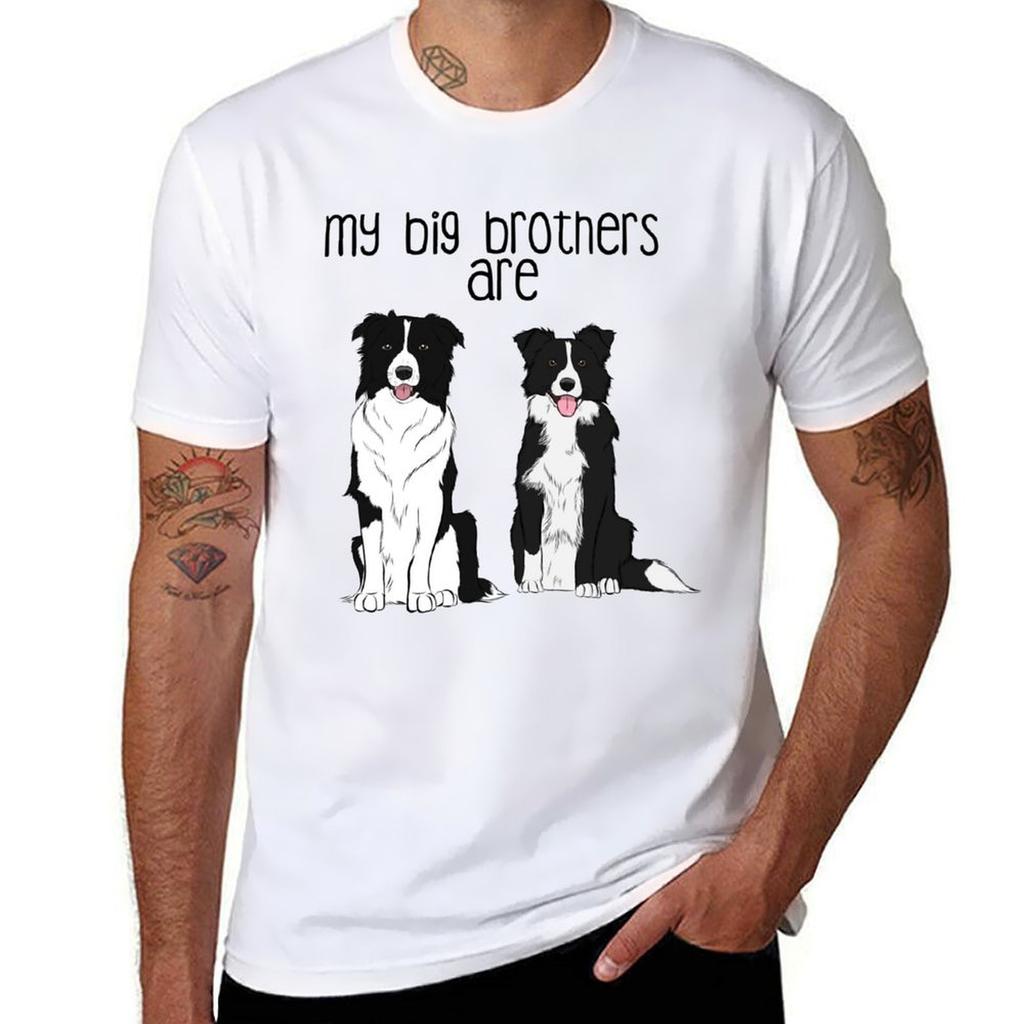 My Big Brother Border Collies Tshirt Breathable Basic Cotton Tshirt