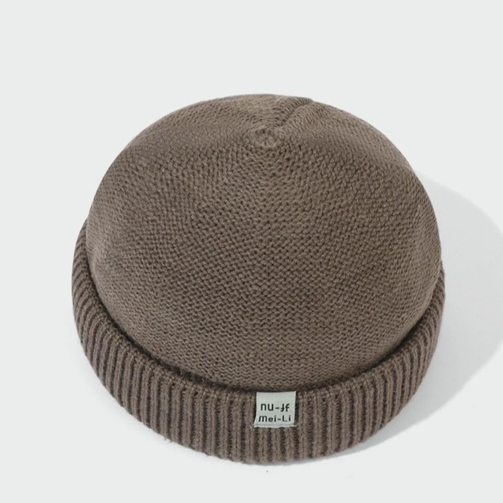 Wool Knit Brimless Cap Round Top Melon Cap Simple Fisherman Skullcap Autumn Winter