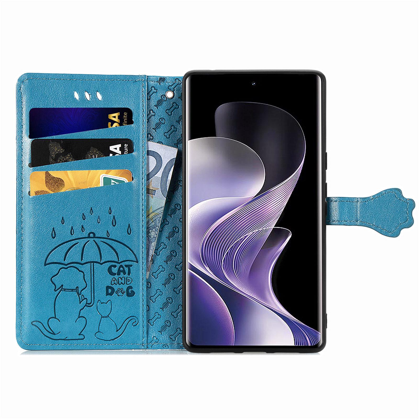 

For Xiaomi Redmi Note 14 Pro 5G/Poco X7 5G Case Leather Wallet Flip Phone Cover Cute Cat Dog Pattern Blue