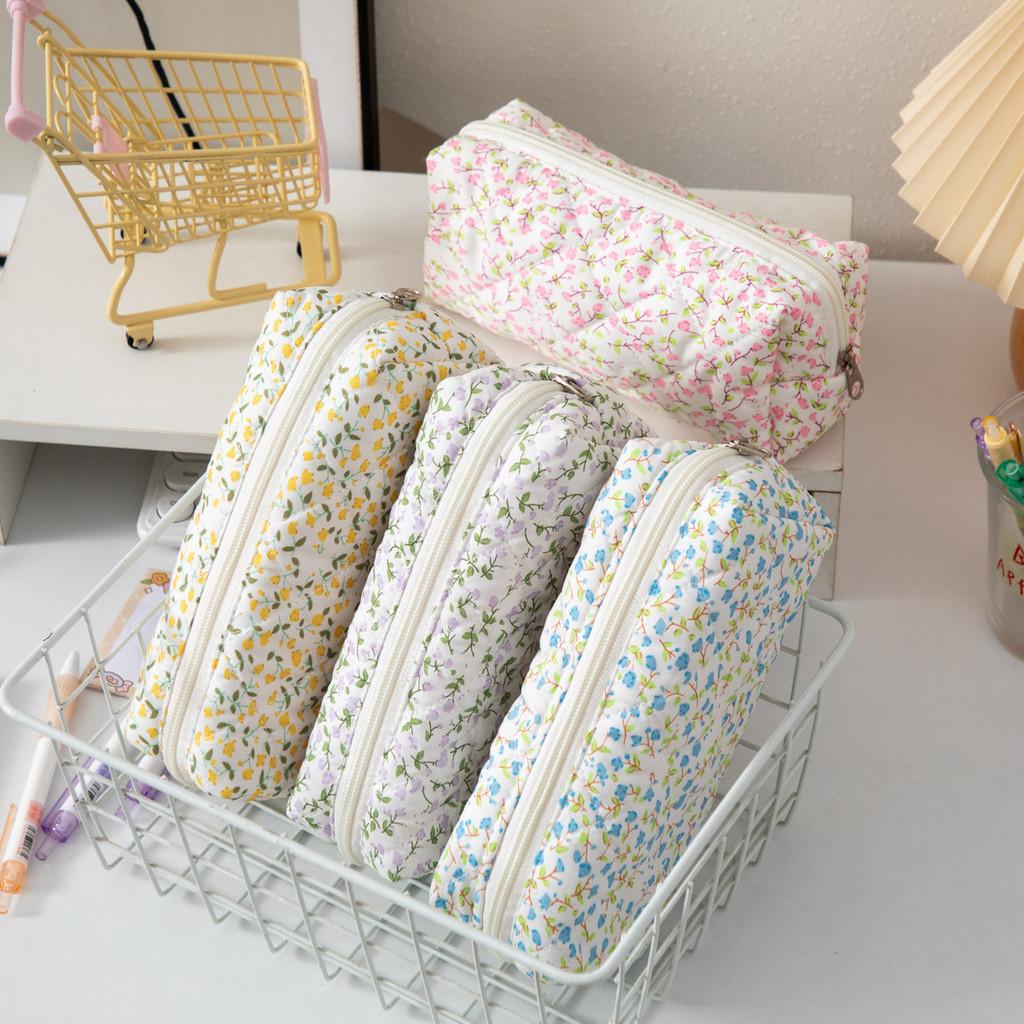 Modern Floral Style Pencil Case With Polyester Material For Girls School Supplies