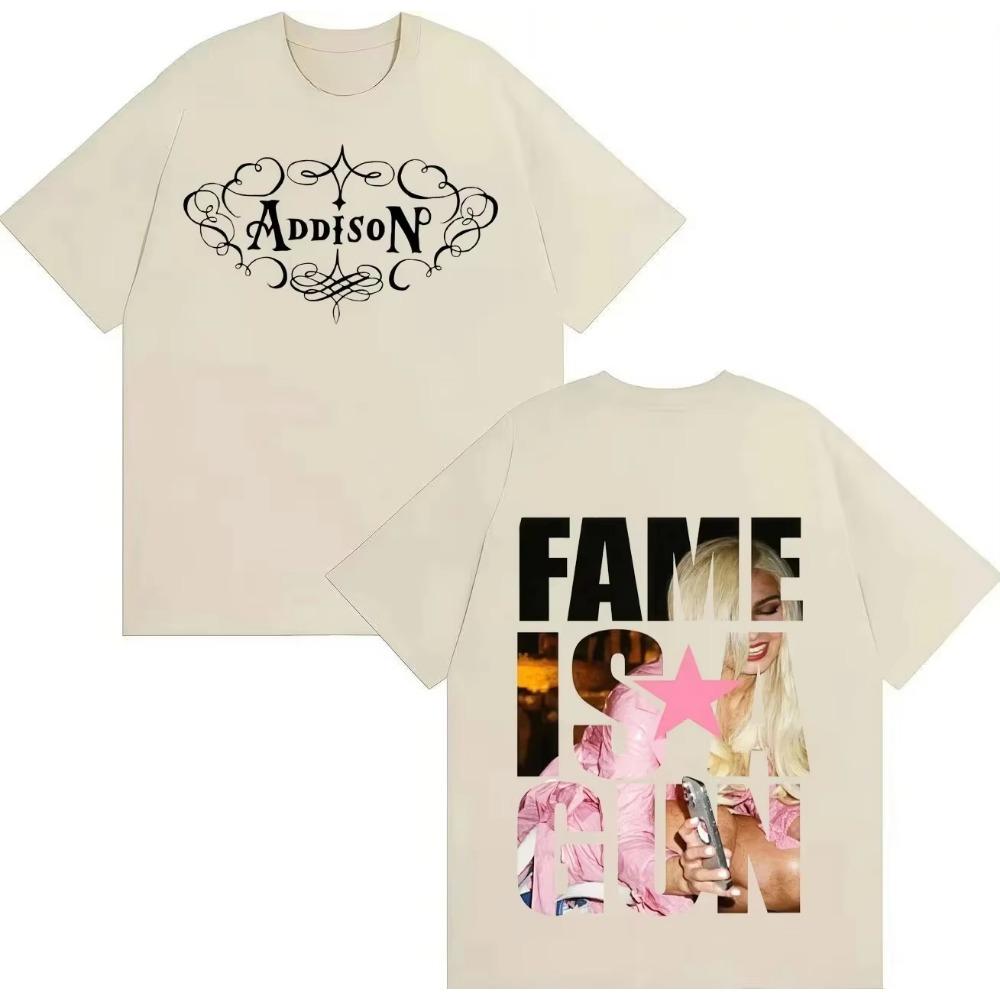 Maglietta a maniche corte girocollo in cotone Y2K T-shirt Singer Addison Rae Hipster Uomo Donna T-shirt Musica Gotica