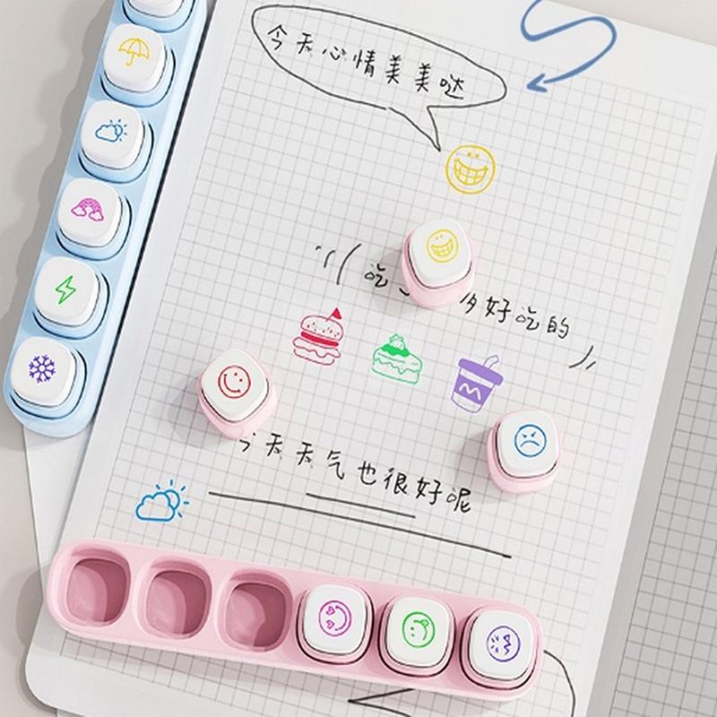 1 Set Kawaii Stamps Stationery For Journal Planner Arts Diy Crafts Album Scrapbooking Decorative Stamps Accessories