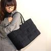 MALTA Women's Large Capacity Woven Tote Bag, Freestanding, Black Canvas, Fits A4 Sizes, Perfect for Commuting and School