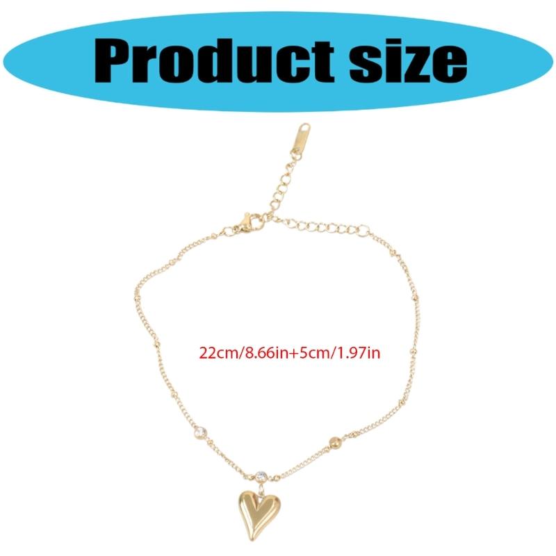 Elegant Gold Ankle Bracelet Featuring Heart Crystal Stylish Foot Chain For Fashionable Women Seeking Stylish Accessories