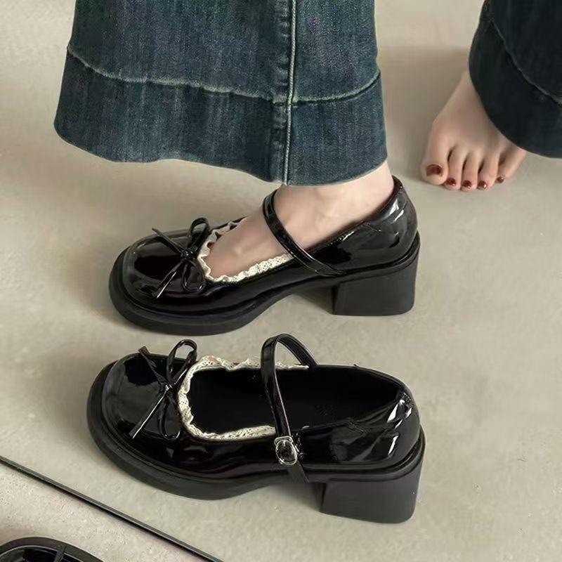 Damenschuhe Sommer neue Schleife Mary Jane erhöht Höhe kleine Lederschuhe Damen