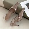Braided Strap Designer Patent Leather Women Pumps Sexy Pointy Toe Thin Heels Hollow Slingbacks High Heeled Sandals Office Shoes