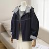 Women's Hooded Loose Fit Washed Denim Jacket