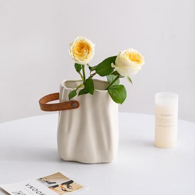 Bag, Large Mouth Ceramic Decorative Vase Fresh Flowers Dried Flowers Living Room Flower Arrangement Dining Table Decoration