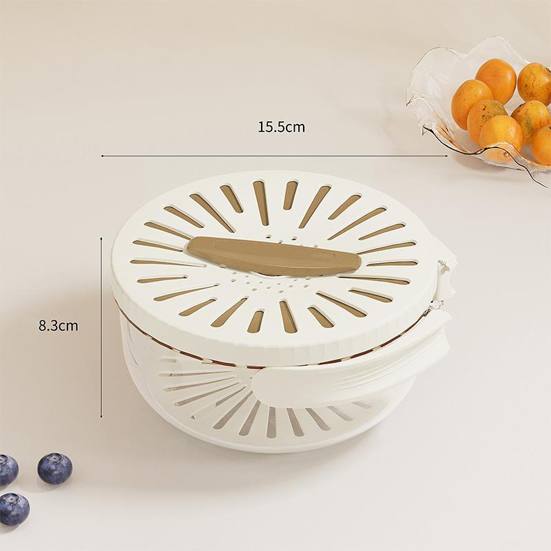 

Fruit Strainer 2 In 1 Drainer And Strainer Multi-function Drain Basket Fruit Vegetable Washing Basket With Lid Drainer Tool Bowl коричневий