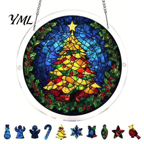 Translucent Puzzle Art Christmas Acrylic Suncatcher, Holiday Tree Snowman Stockings Red Bird Sun Catcher Pet Lover Gift Idea Kit for Adults,