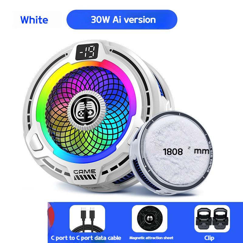 FS18 AI Mobile Cooler 30W Magnetic Back-clip Ice Cooling Radiator Digital Display RGB Light Gaming Cooler Temperature Control