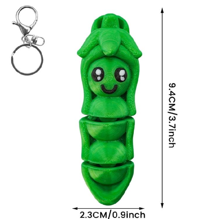 Animated Cartoon Pea Pod Keyring Sturdy PLA Material Keychain Home Decors Keychain For Daily Use And Gifting