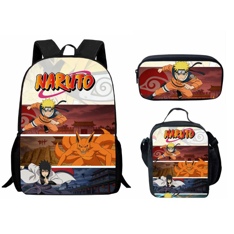 Bedrucktes Dreiteiliges Schüler-Schulranzen-Set, Cartoon-Rucksack, Brottasche, Federmäppchen