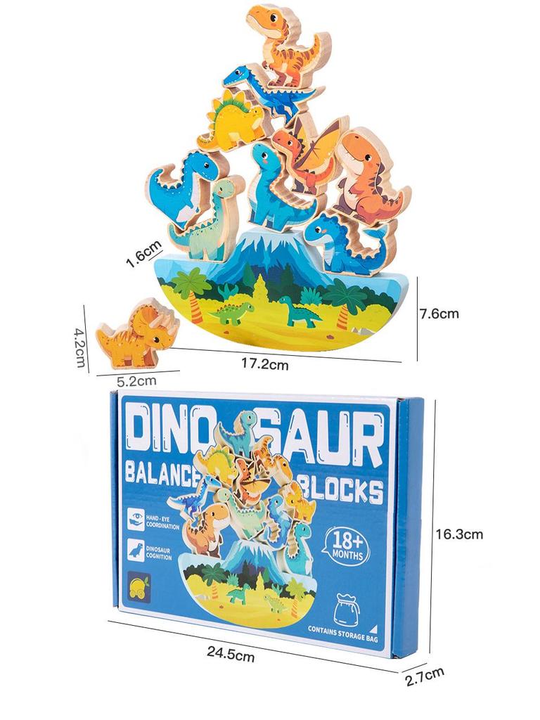 Montessori Dinosaur Jenga: Wooden Balance Building Blocks for Early Education
