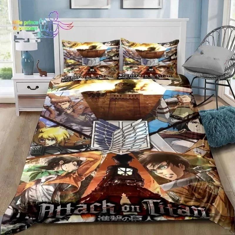Photos - Bed Linen Anime Attack on Titan 3D Print Bedding Set Single Twin Full Queen King Size Bed Set Adult Kid Bedroom Bedding Gift AU King 2