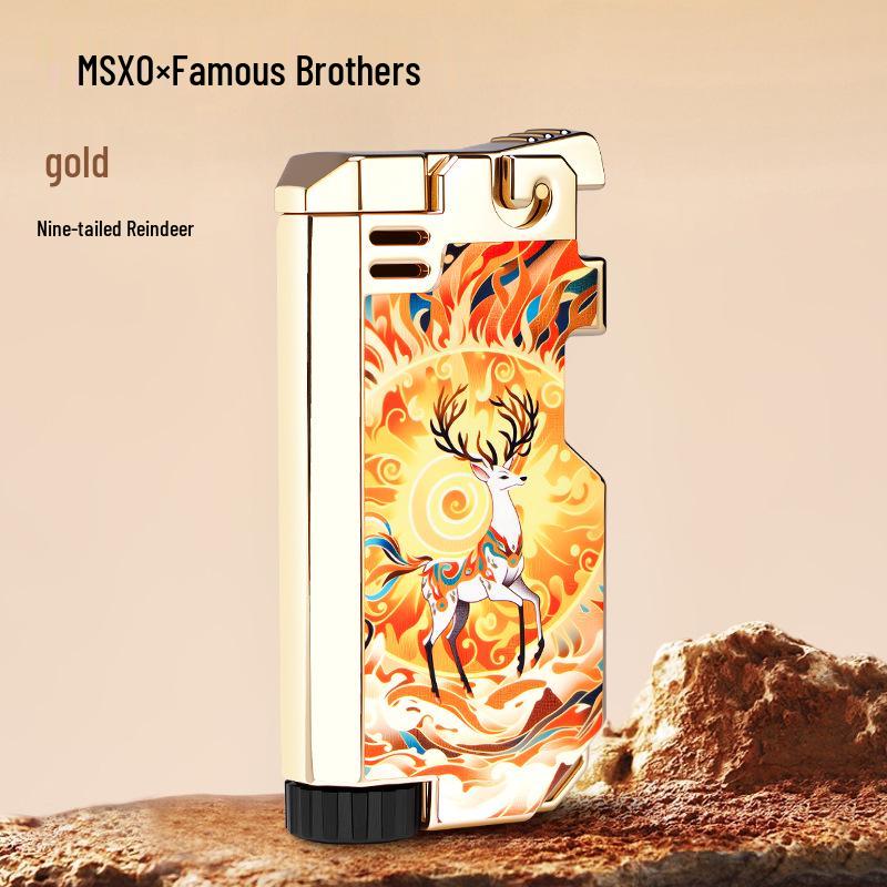 Creative Retro Flint God of Wealth Lighter with Color Print
